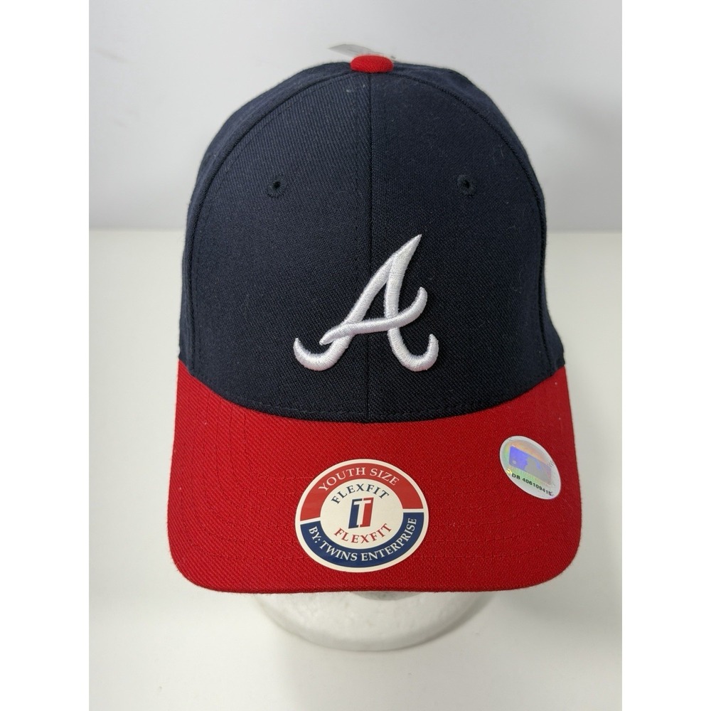 Atlanta Braves Youth MLB Cap Twins Enterprise Navy Red Baseball Hat New W Tag